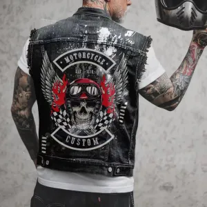 Alr™ Men's Denim Biker Motorcycle Vest, Motorcycle Custom