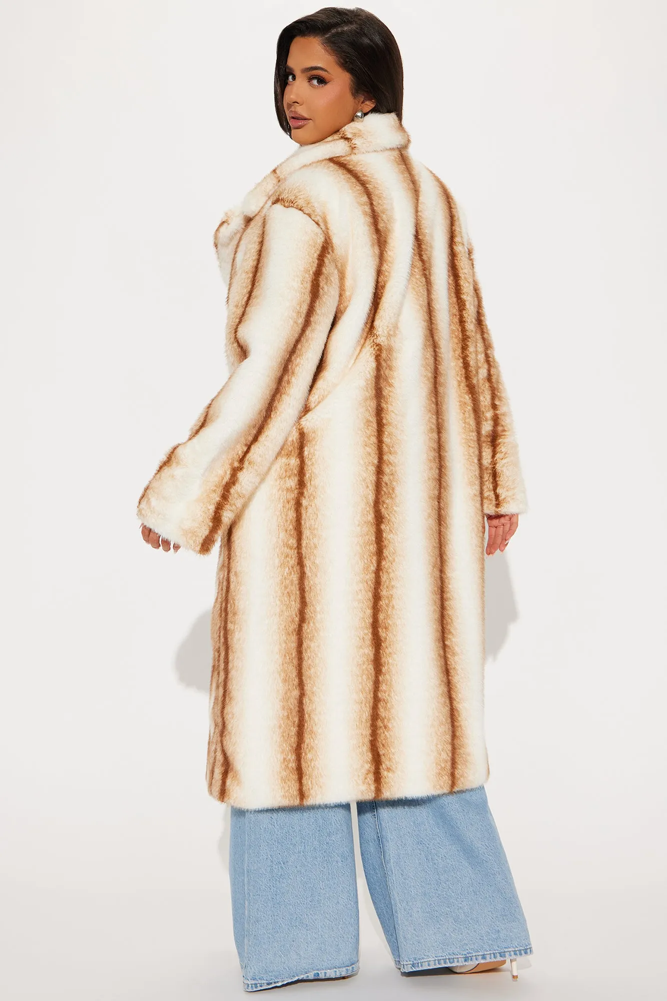 Aspen Ready Faux Fur Coat - White/combo