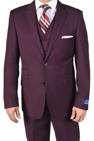 Berragamo "Lazio" Solid Burgundy 2-Button Notch Slim Fit Suit