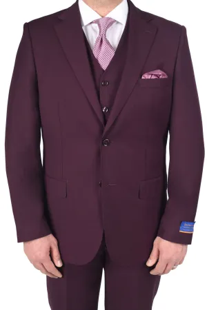 Berragamo "Napoli" Solid Burgundy 2-Button Notch Suit