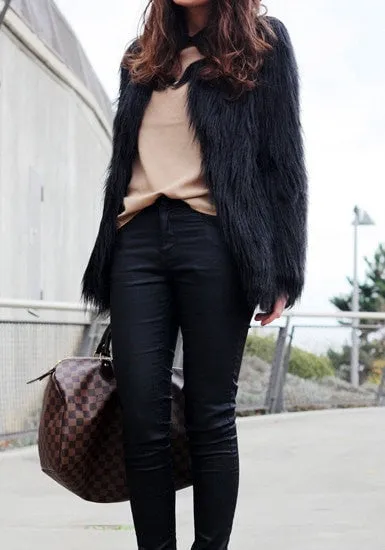 Black Faux Fur Coat