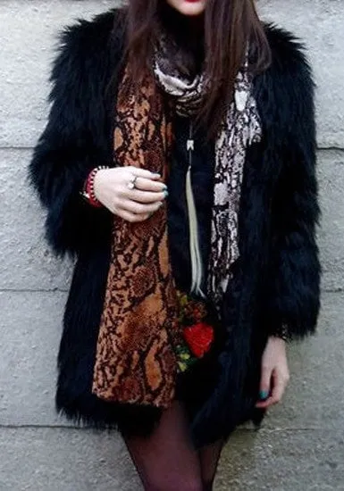 Black Faux Fur Coat