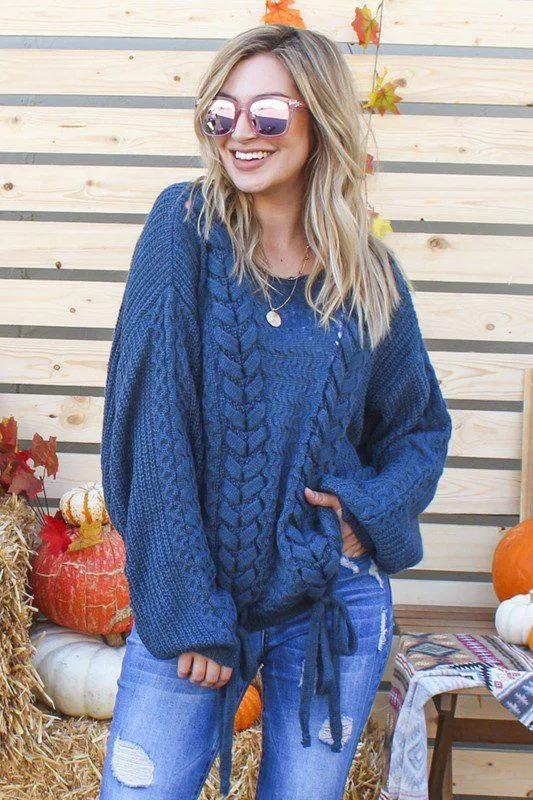 Braided Sweater With Ties