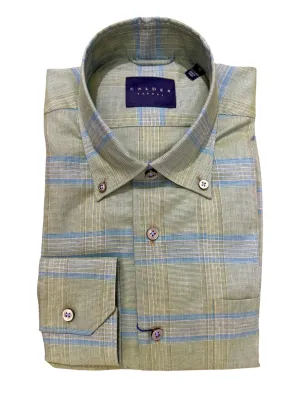 Calder Shirt Melange End on End Twill Windowpane Sage