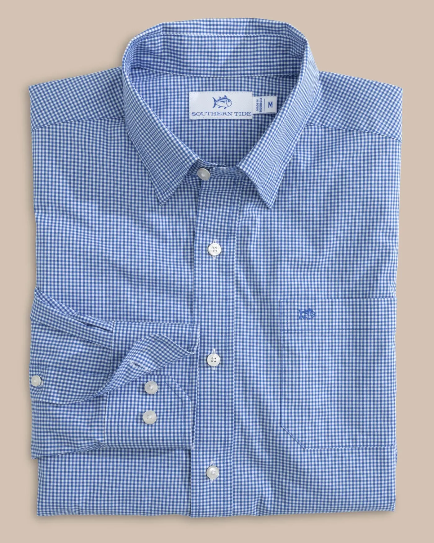 Charleston Parkwood Micro-Gingham Long Sleeve Sport Shirt