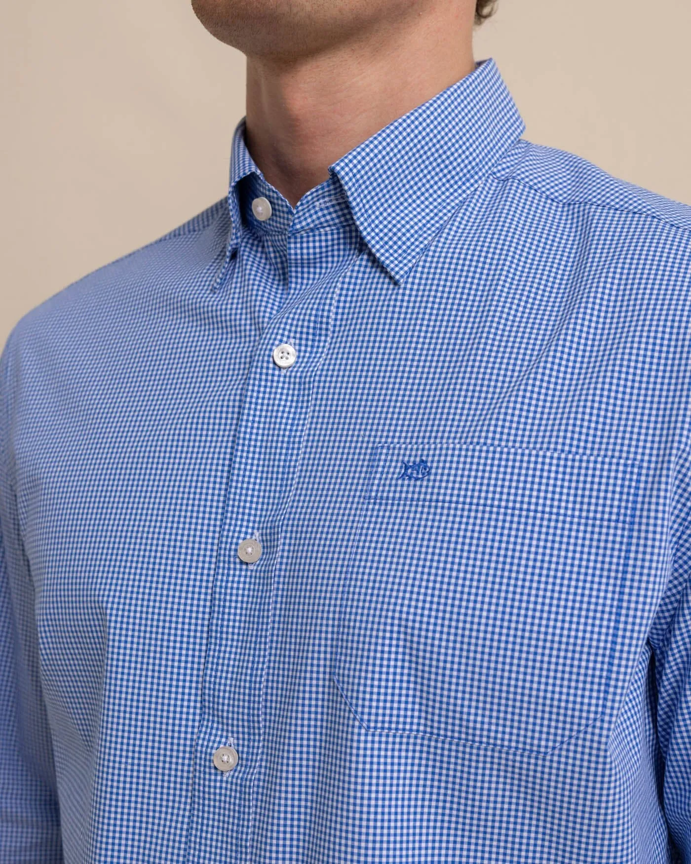 Charleston Parkwood Micro-Gingham Long Sleeve Sport Shirt