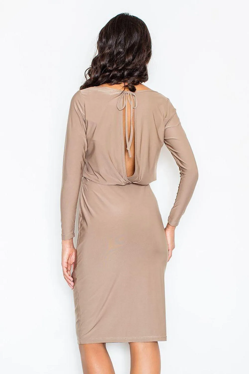 Chic Boat Neck Midi Dress with Back Bow - Effortless Daytime Sophistication