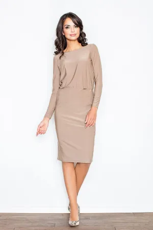 Chic Boat Neck Midi Dress with Back Bow - Effortless Daytime Sophistication