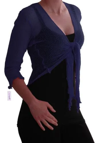 Foxy Mesh Knit Tie Front Cardigan