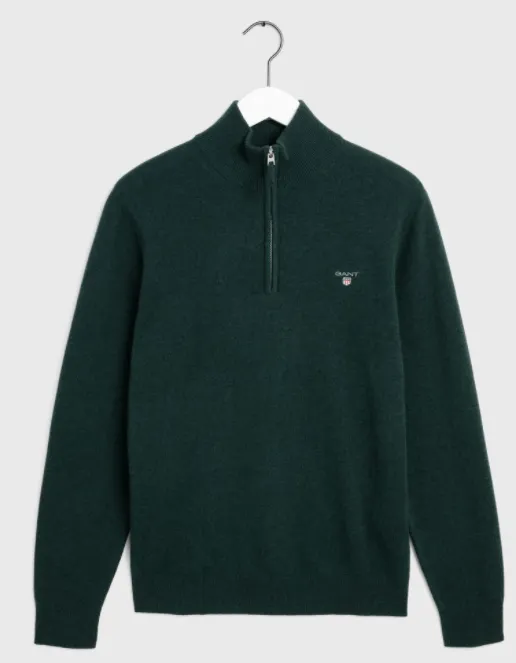 GANT - Superfine Lambswool Half Zip, Tartan Green (XXL Only)