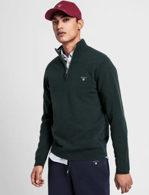 GANT - Superfine Lambswool Half Zip, Tartan Green (XXL Only)