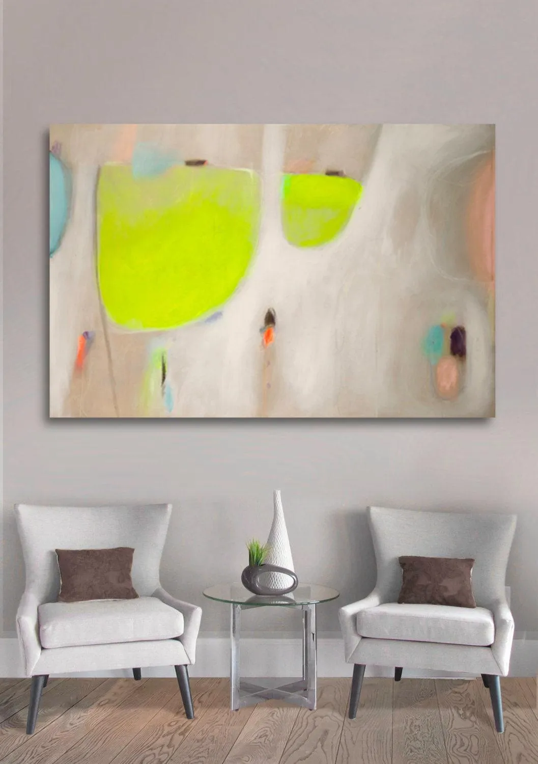 Green wall art, green original abstract painting, Extra large wall art,