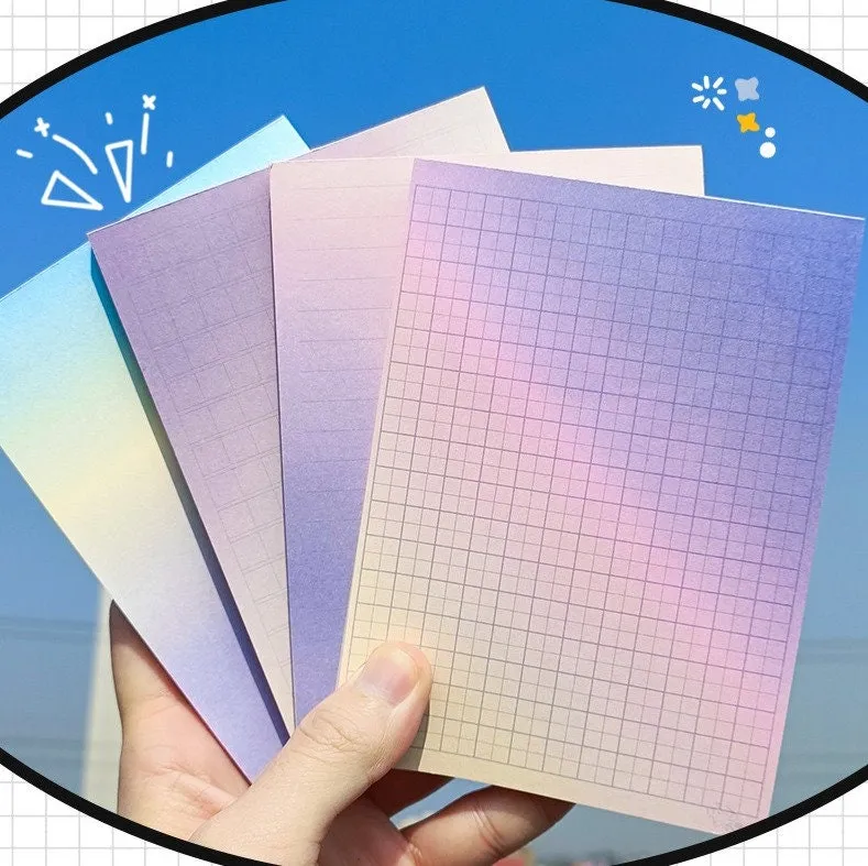 Korean GRADIENT CHECKERED MEMO Notepads Blank Notepad Checkered Notepad Grid Notepad Horizontal Rule Notepad 100gsm | 100 X 140mm 50 Sht