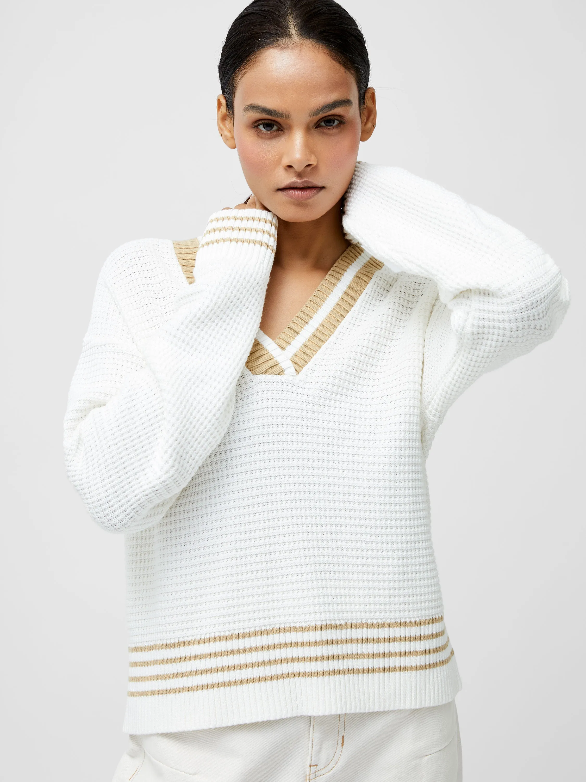 Lily Long Sleeve Varsity V Neck Jumper