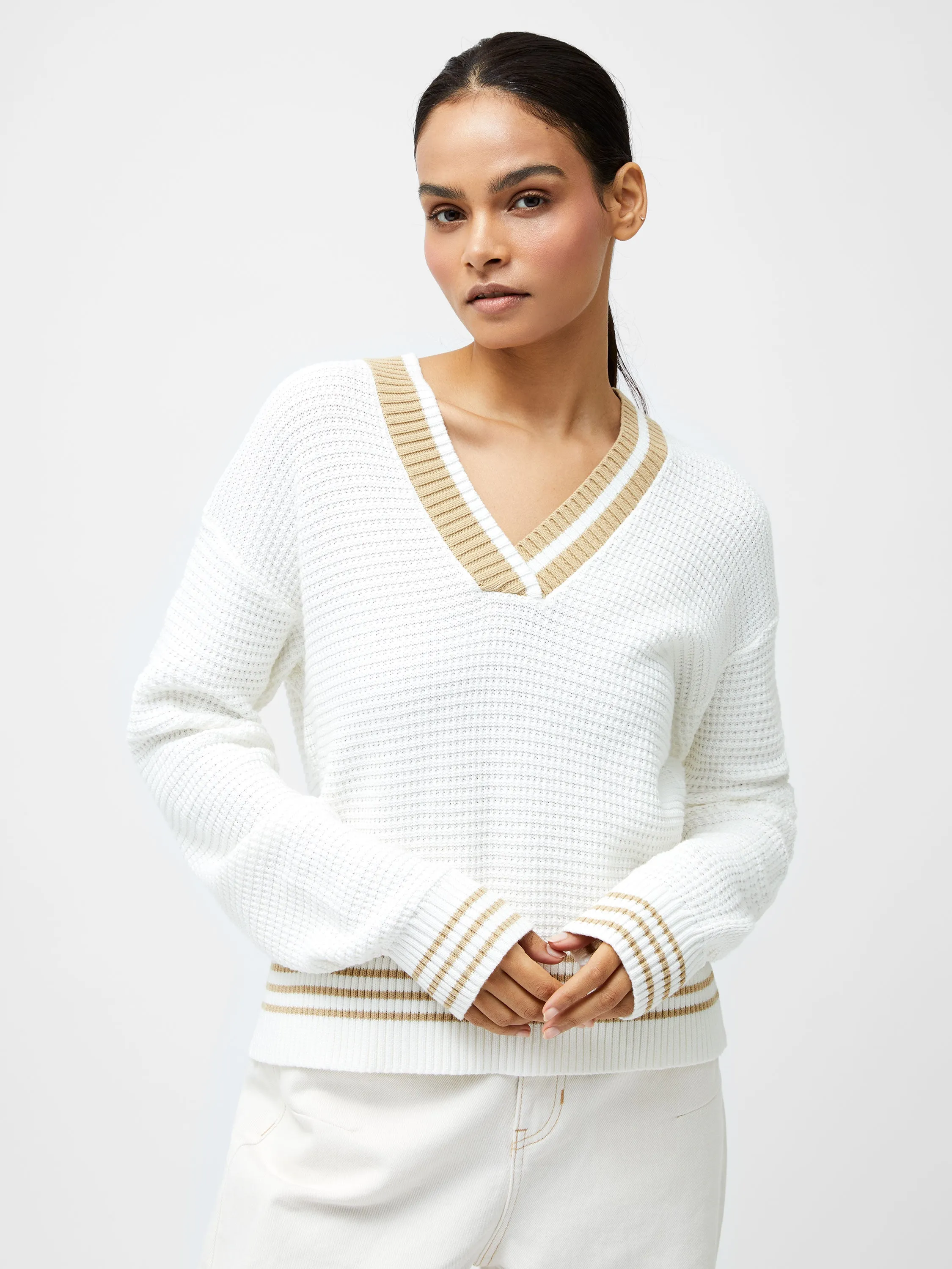 Lily Long Sleeve Varsity V Neck Jumper