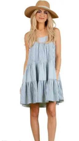 Lourdes Striped Babydoll Dress