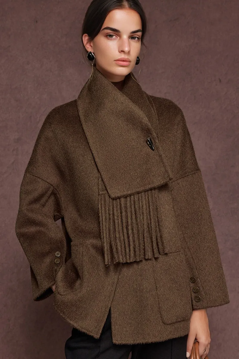 Luxe Oversized Double Faced Alpaca Wool Coat with Matching Scarf