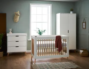 Maya Mini 3 Piece Nursery Furniture Set - White & Natural