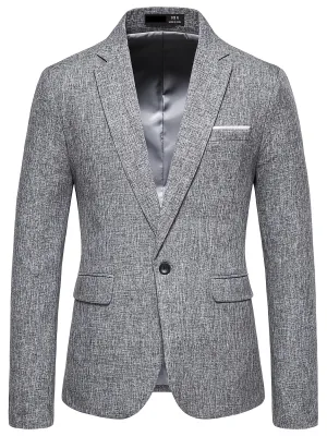 Men's Casual Grey Blazer Suit With One Button Best Sellers