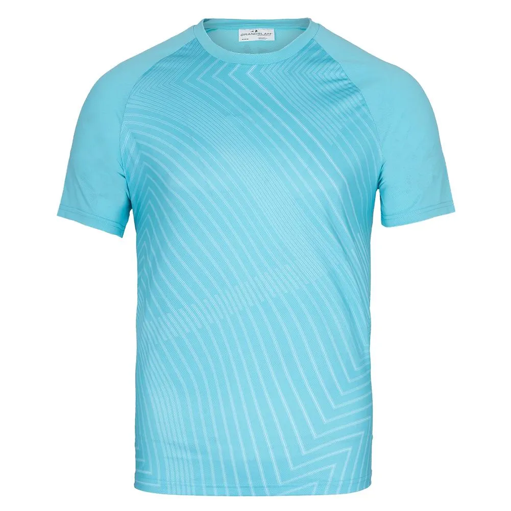 Men`s Short Sleeve Linear Ego Printed Tennis Crew