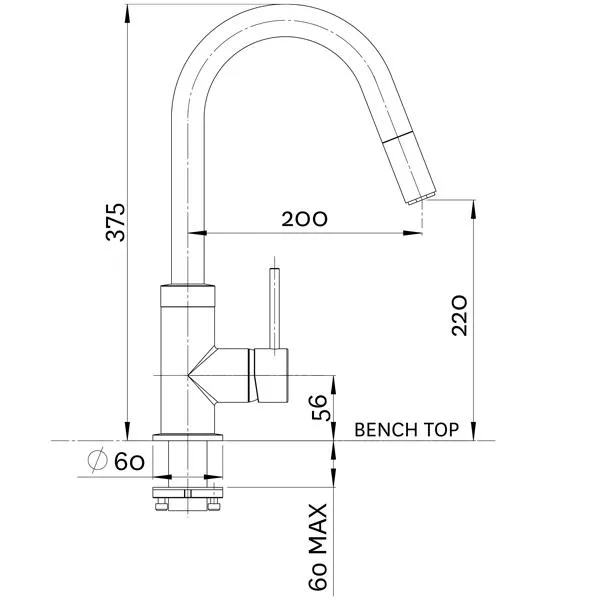 Methven Culinary Gooseneck Pull Out Sink Mixer-Chrome