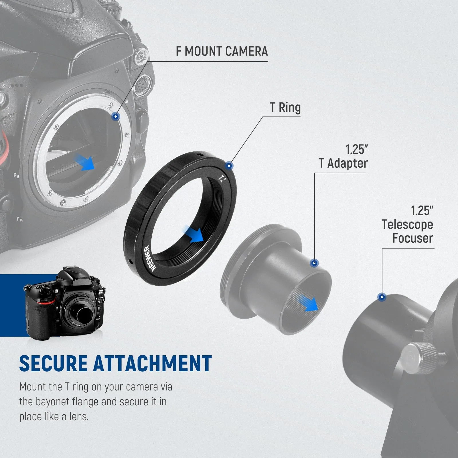 NEEWER LA-01 T Ring for Nikon F Mount Cameras & Telescopes