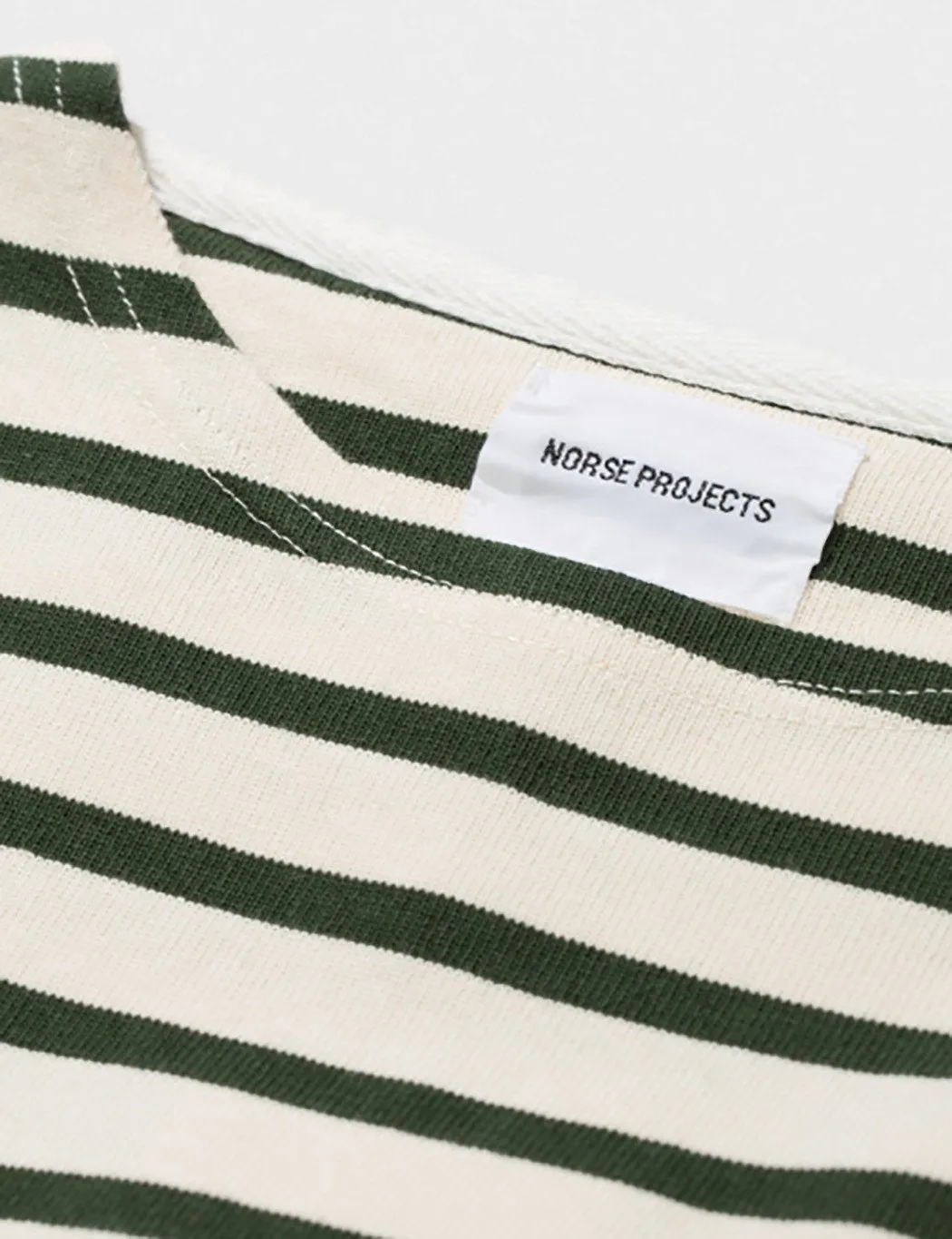 Norse Projects Godtfred Long Sleeve T-Shirt - Ecru/Forest Green