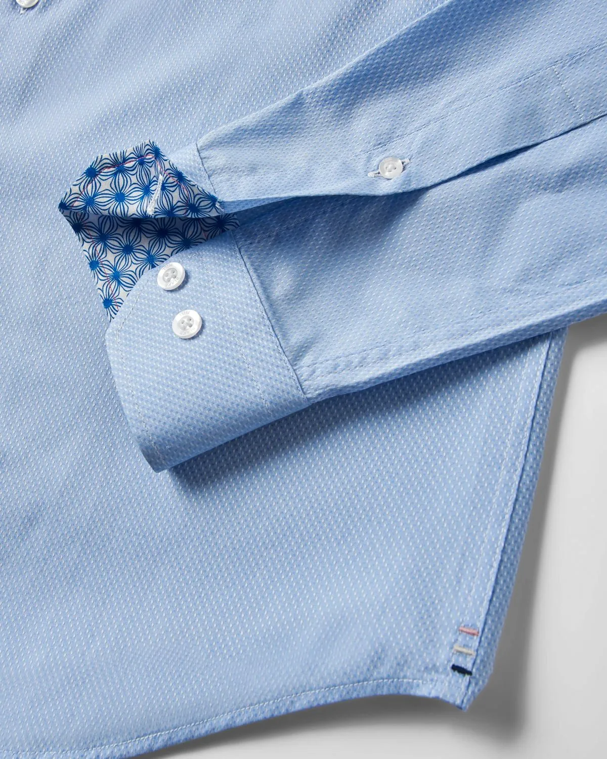 Pale Blue Textured Shirt with Wavy Geo Accents