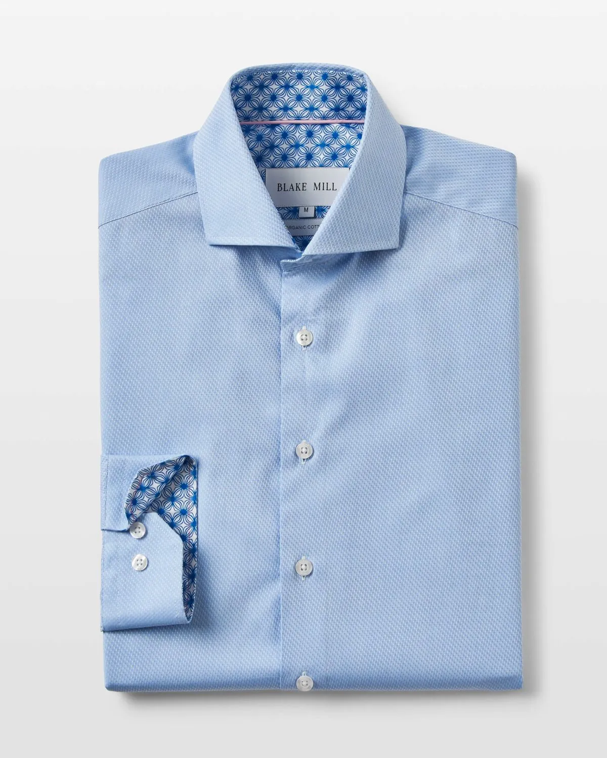 Pale Blue Textured Shirt with Wavy Geo Accents