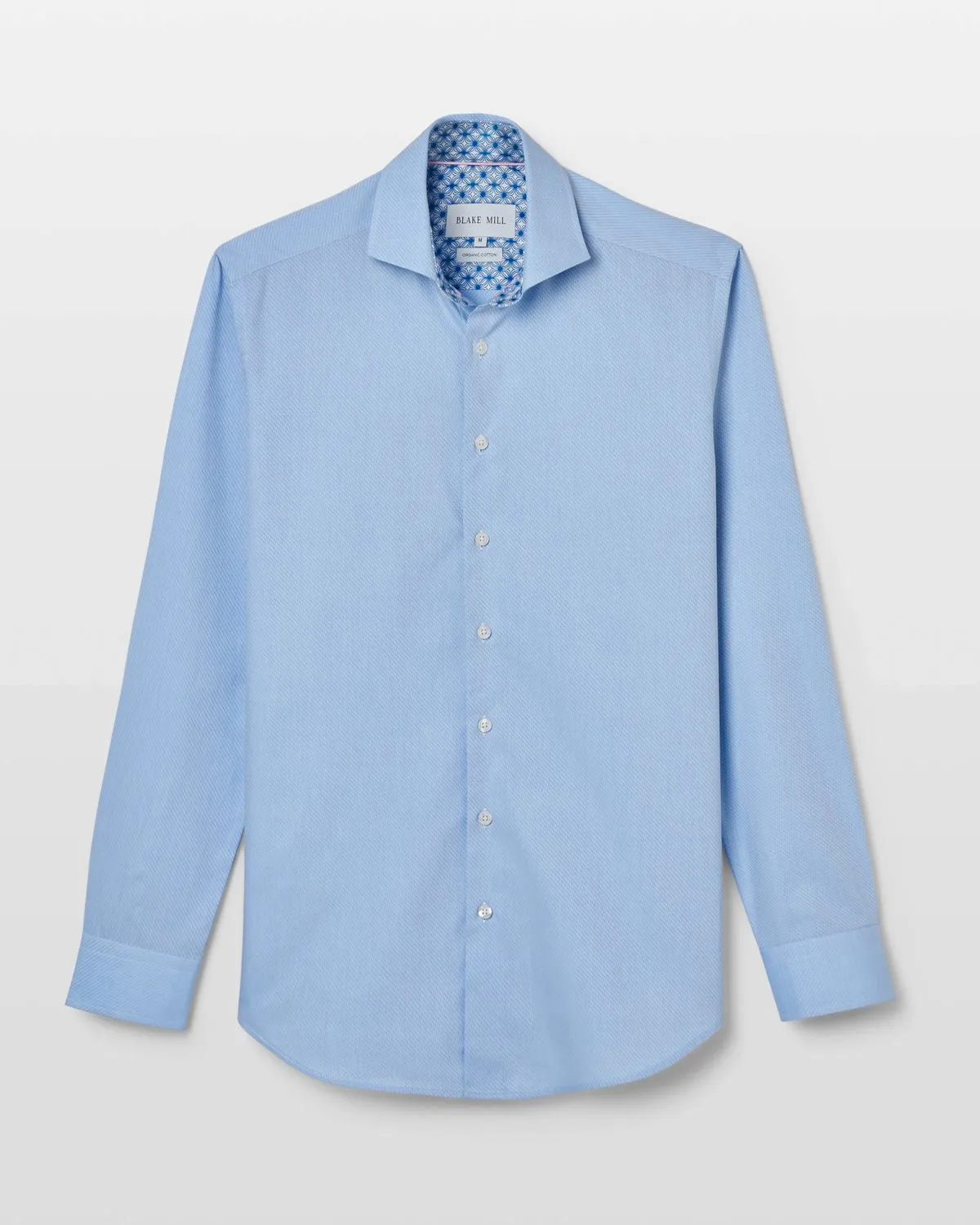 Pale Blue Textured Shirt with Wavy Geo Accents