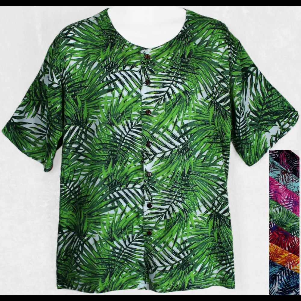 Palm Frond Collarless Shirt