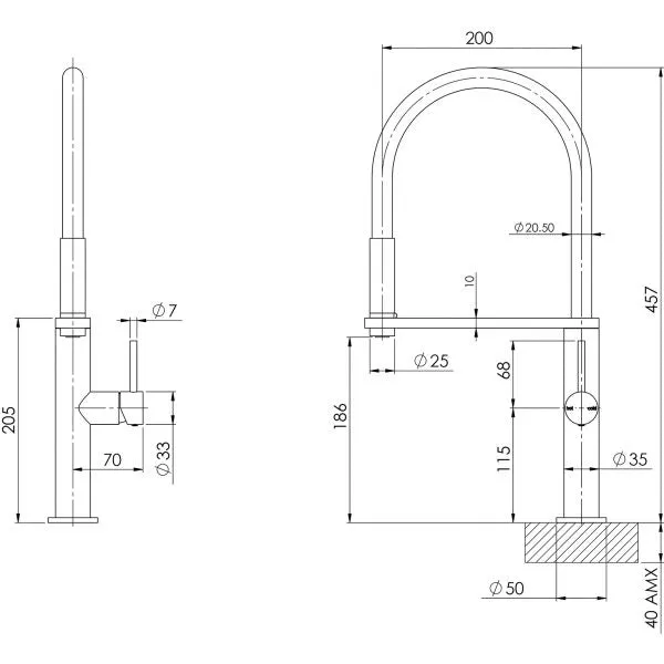 Phoenix Blix Flexible Hose Sink Mixer Round - Brushed Carbon