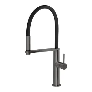 Phoenix Blix Flexible Hose Sink Mixer Round - Brushed Carbon