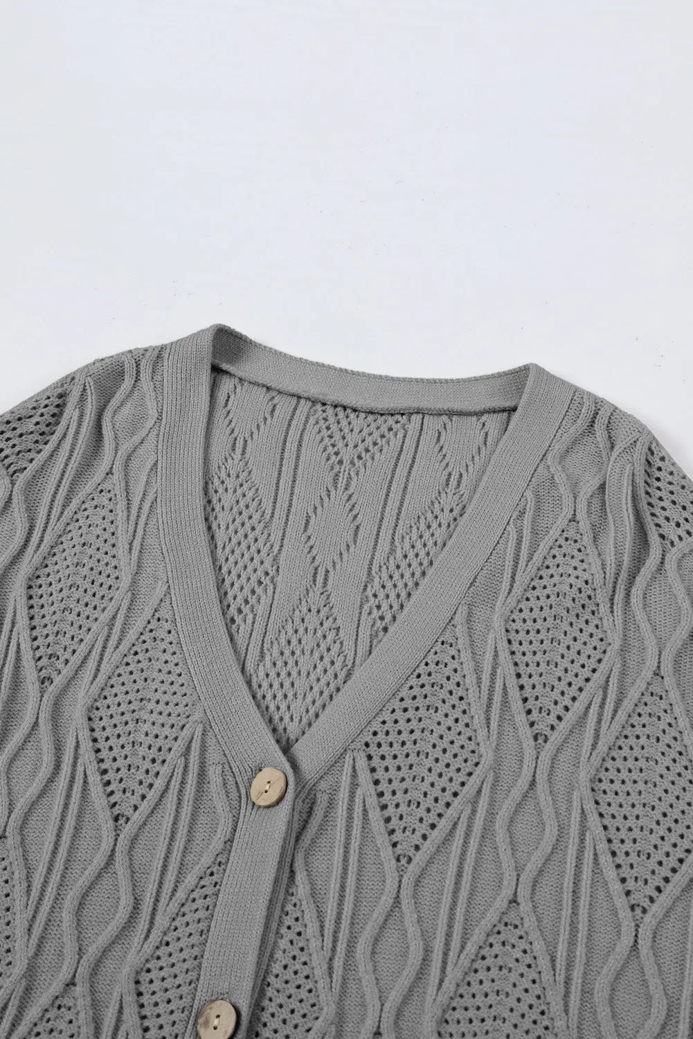 Plus Size Knitted Hollow out Cardigan