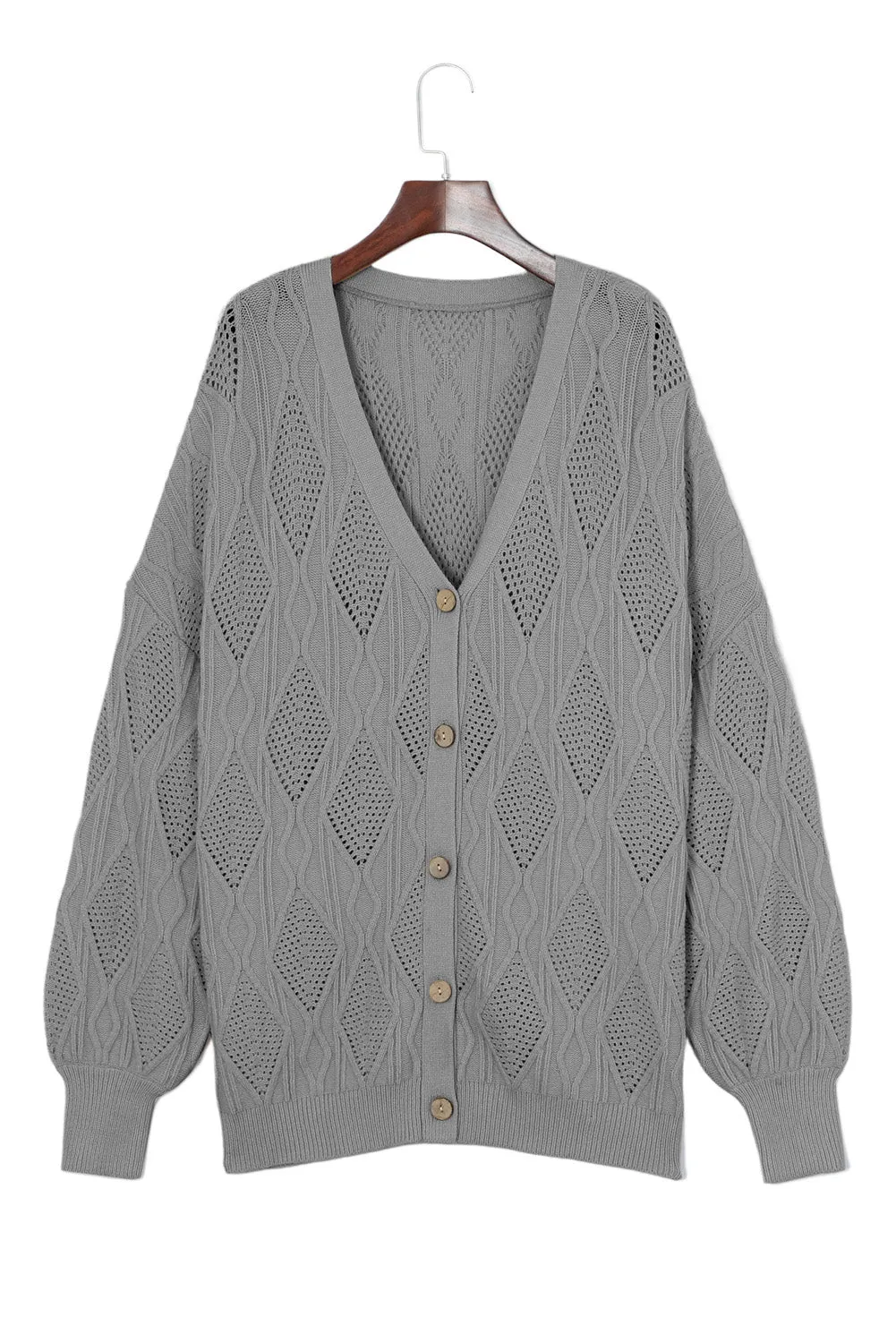 Plus Size Knitted Hollow out Cardigan