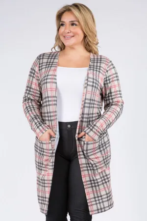 Plus Size Vintage Plaid Cardigan