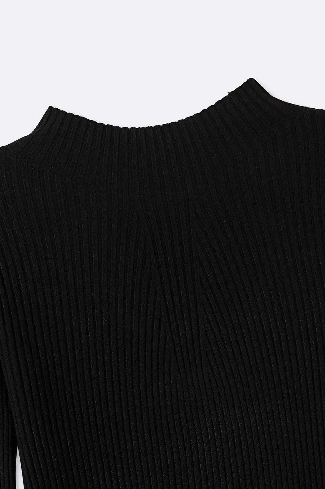 RIBBED HIGH CREW SWEATER