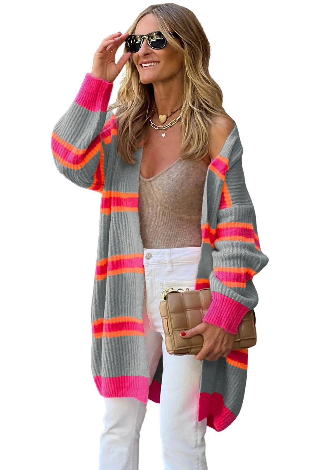 Ribbed Long Knitted Cardigan