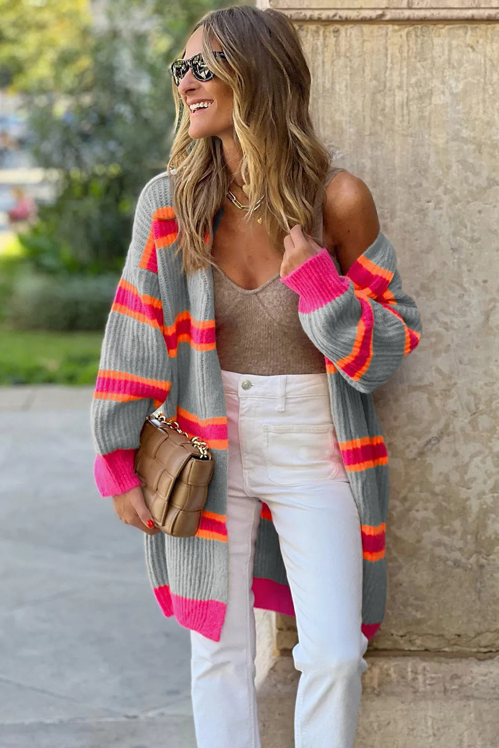 Ribbed Long Knitted Cardigan