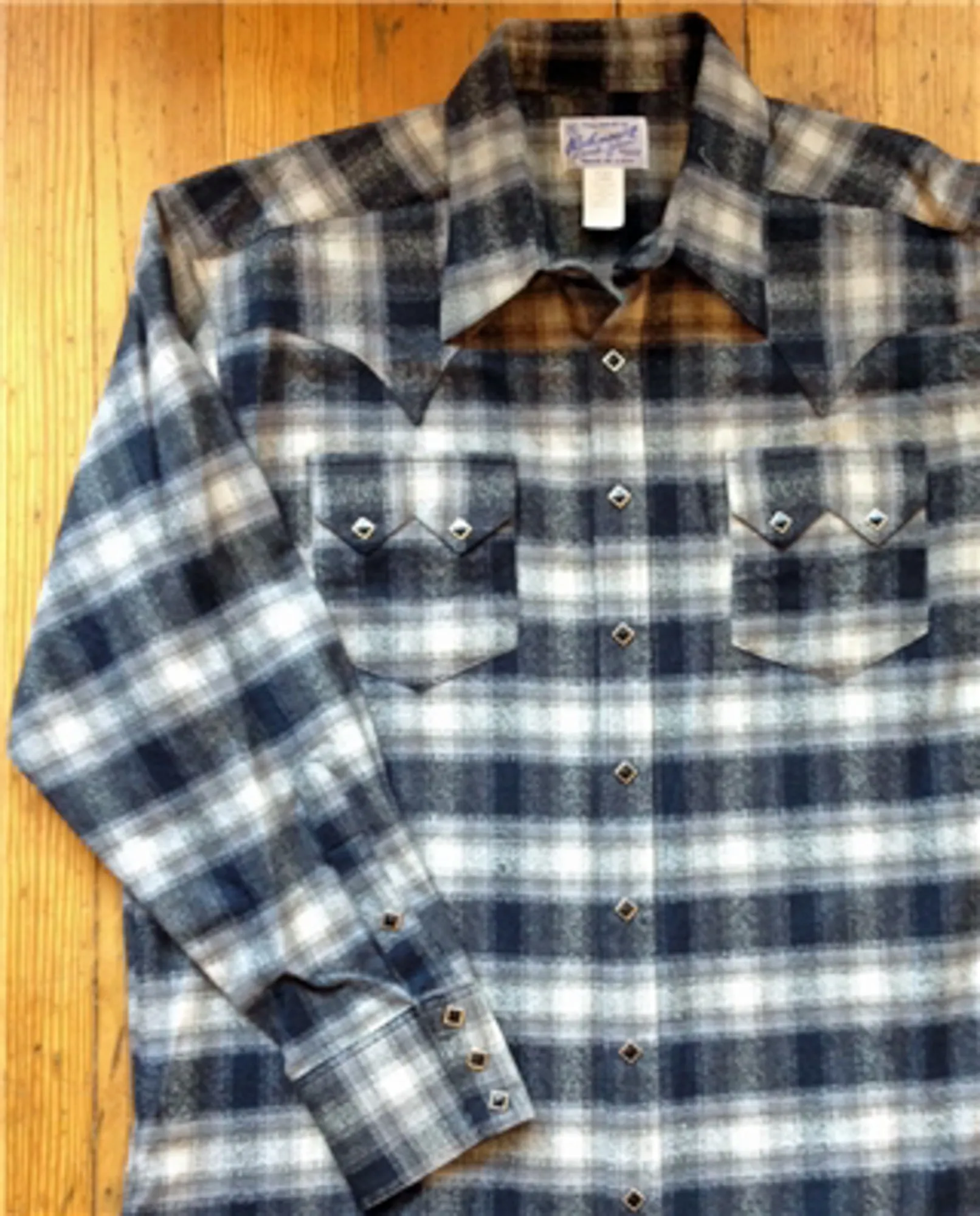 Rockmount Mens Black 100% Cotton Flannel Plaid Western L/S Shirt