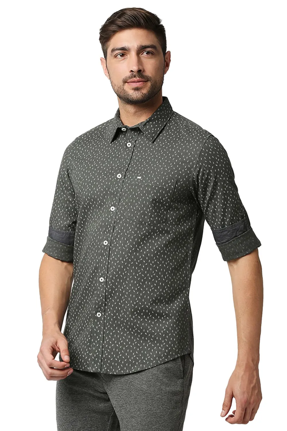 Slim Fit Cotton Hemp Printed Shirt