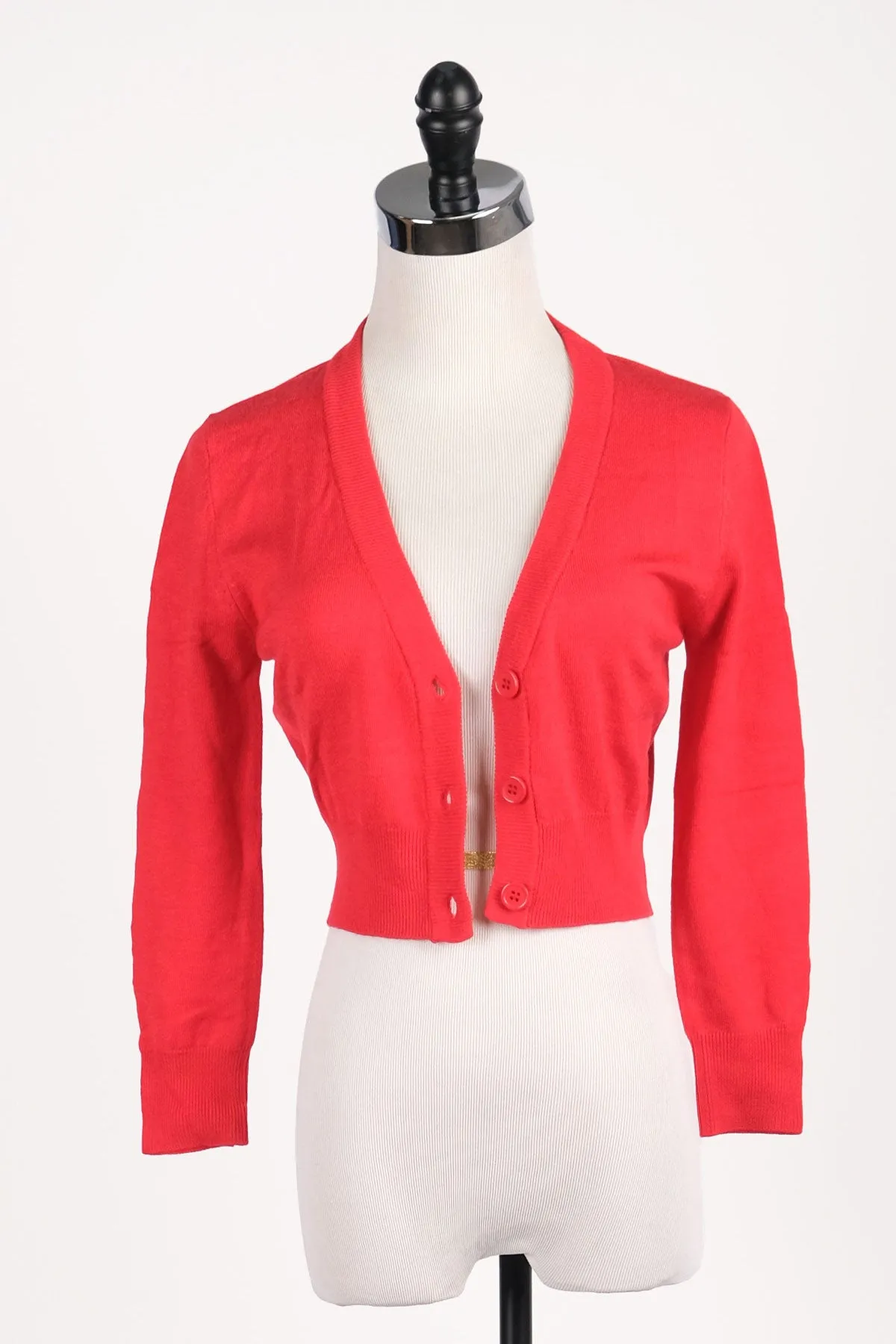 Tomato Red Cropped Cardigan