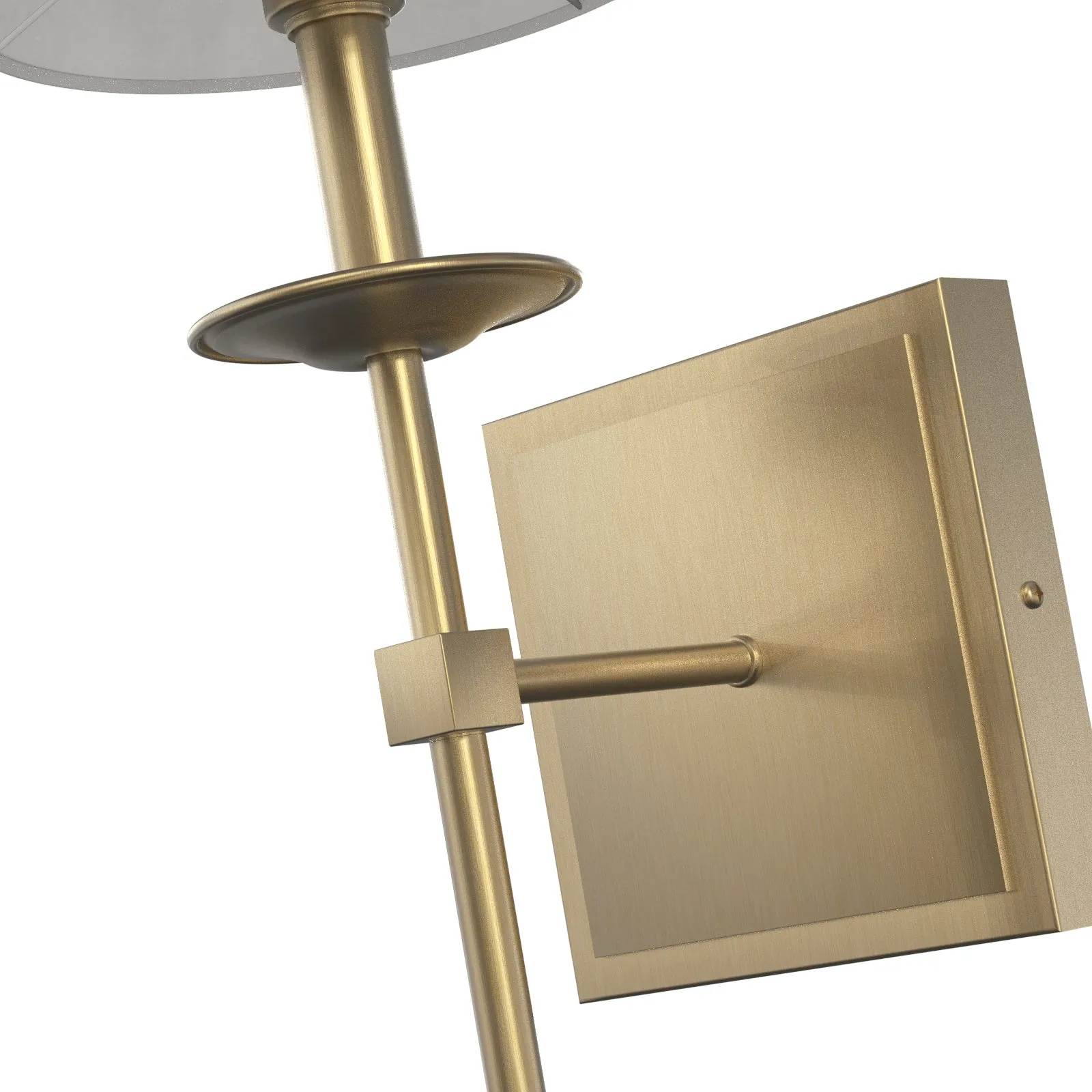 VIKKI Modern Interior Wall Light Aged Brass with White Fabric Shade E14