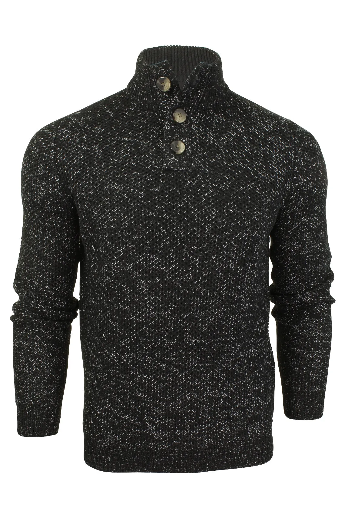 Xact Mens Wool Blend Quality Fleck Jumper 3 Button